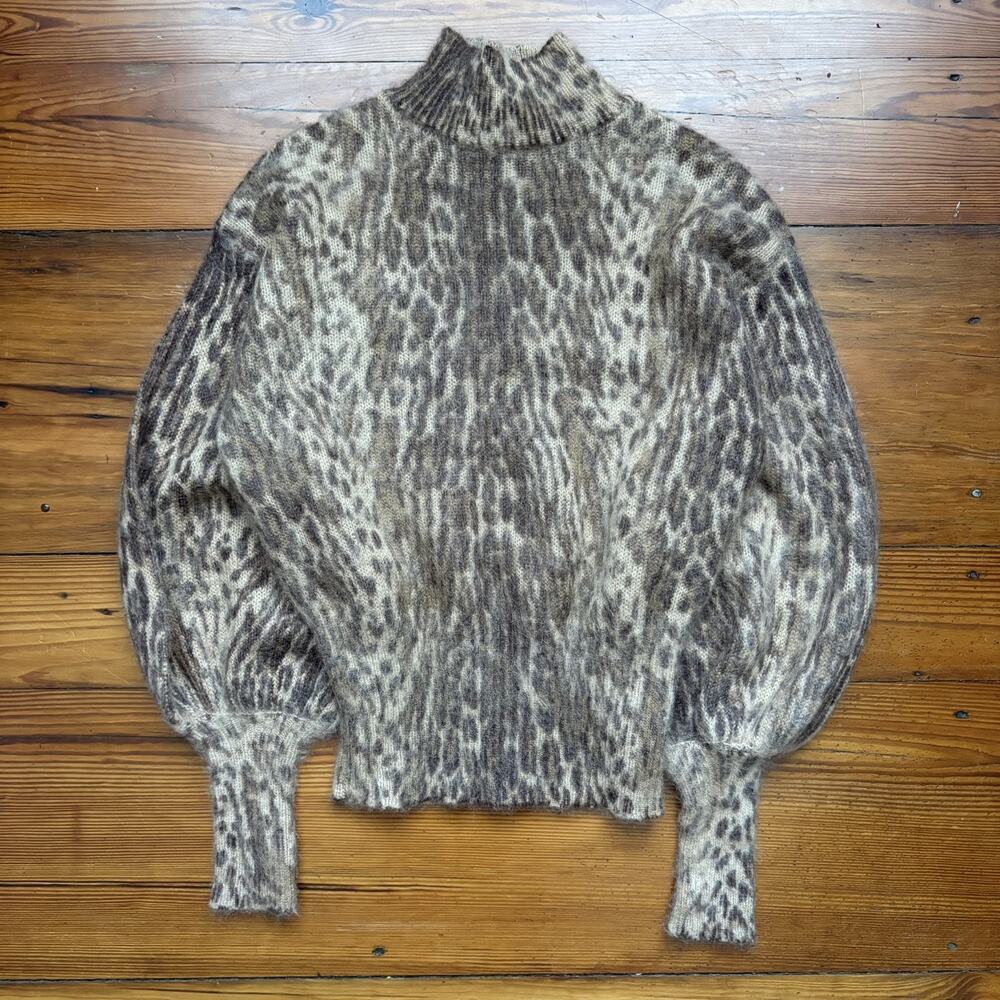 Zimmermann Sweater Women's Size 2 Espionage Animal Leopard Turtleneck Mohair